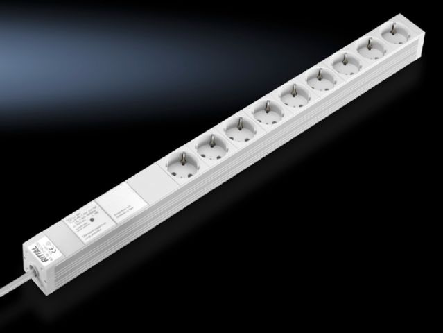 DK7240330 Rittal enclosures Socket strip in an aluminium duct Height 44mm Depth 44mm Length 658.6mm 9-way 16A With overvoltage protection and interference suppression filter - Rittal air conditioning Rittal electric cabinet Rittal busbar Rittal fan Rittal PDU DK7240.330