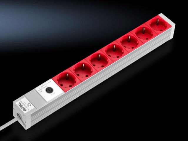DK7240260 Rittal enclosures Socket strip in an aluminium duct Height 44mm Depth 44mm Length 482.6mm 7-way 10A Without switch - Rittal air conditioning Rittal electric cabinet Rittal busbar Rittal fan Rittal PDU DK7240.260