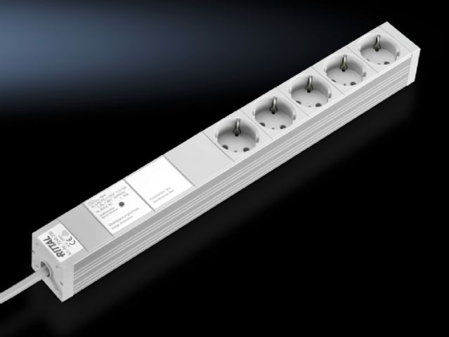 DK7240230 Rittal enclosures Socket strip in an aluminium duct Height 44mm Depth 44mm Length 482.6mm 5-way 16A - Rittal air conditioning Rittal electric cabinet Rittal busbar Rittal fan Rittal PDU DK7240.230